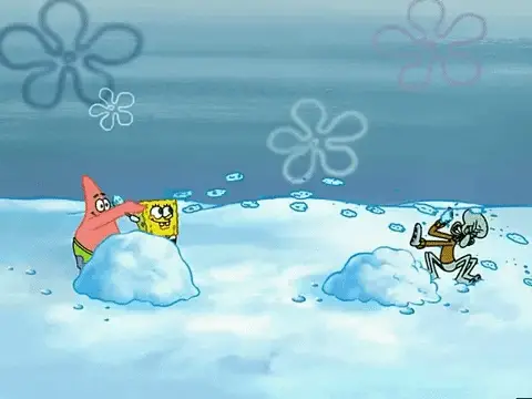 octopus getting buried in snow