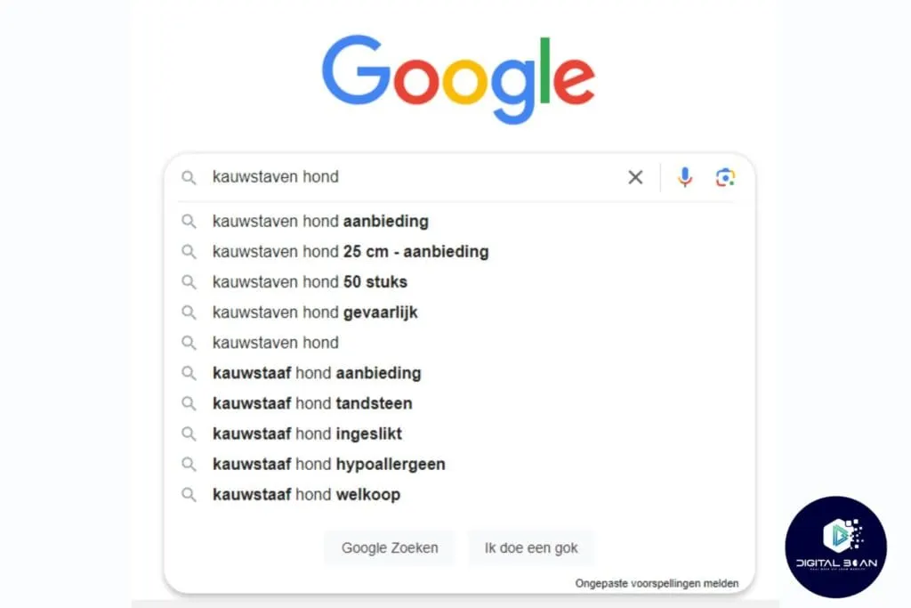screenshot of google search autocomplete
