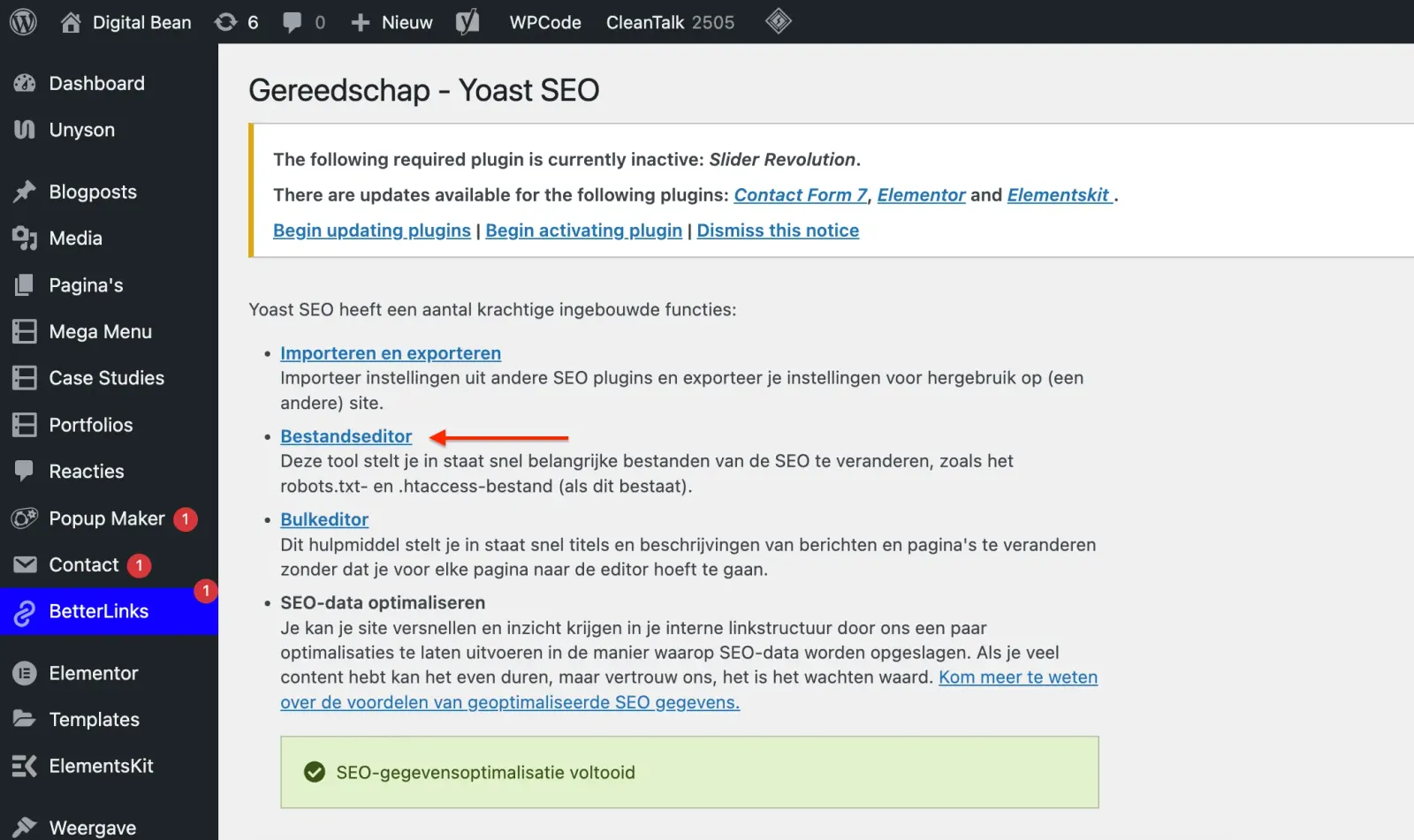 Yoast SEO file editor