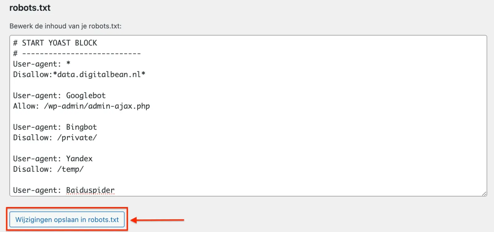 saving robots.txt changes