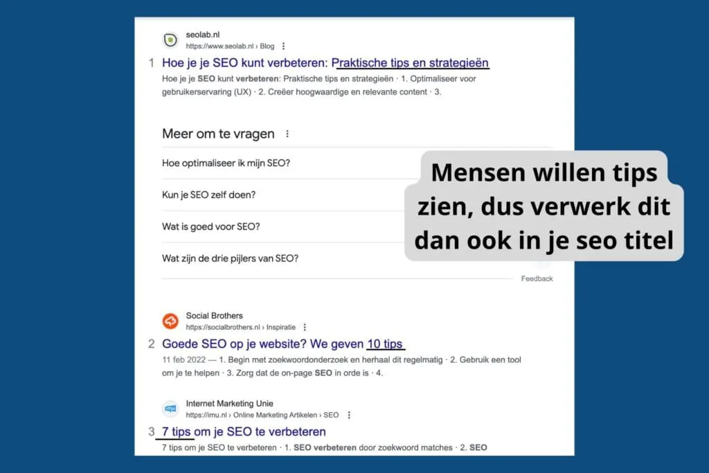 screenshot of analysing competitor titles in the serp