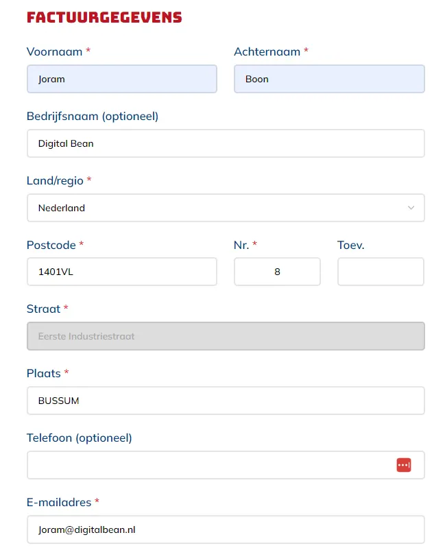 example of NAW details