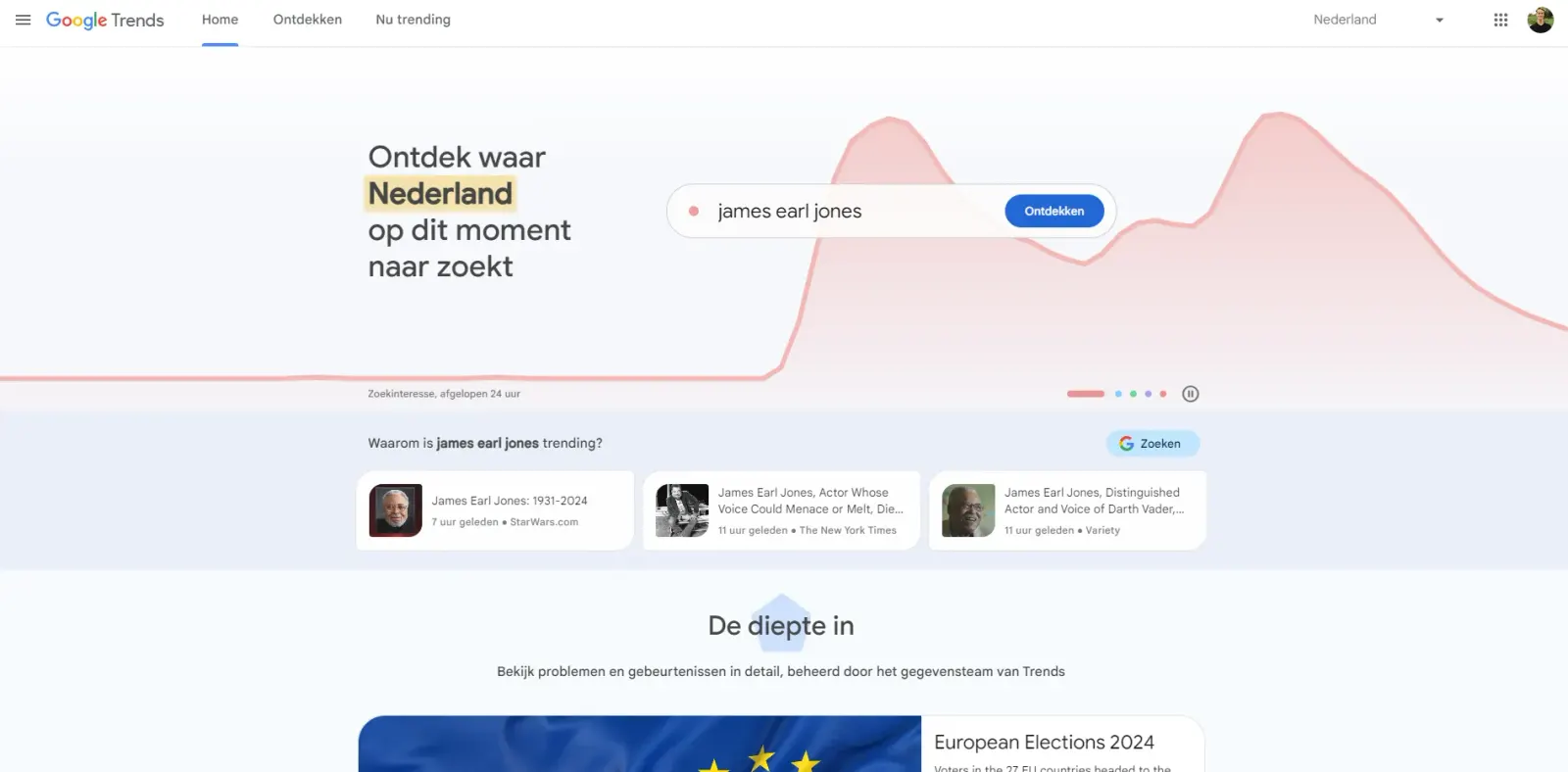 screenshot of the google trends interface